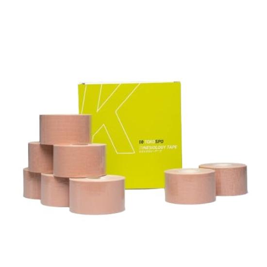 

Kinesiology 38mm Wide x 8 Rolls Sports Taping in Kinesiology Tape Tape, Water-Repellent, Elastic, 5m, (1 Box), Beige, (Made in Japan), бежевий