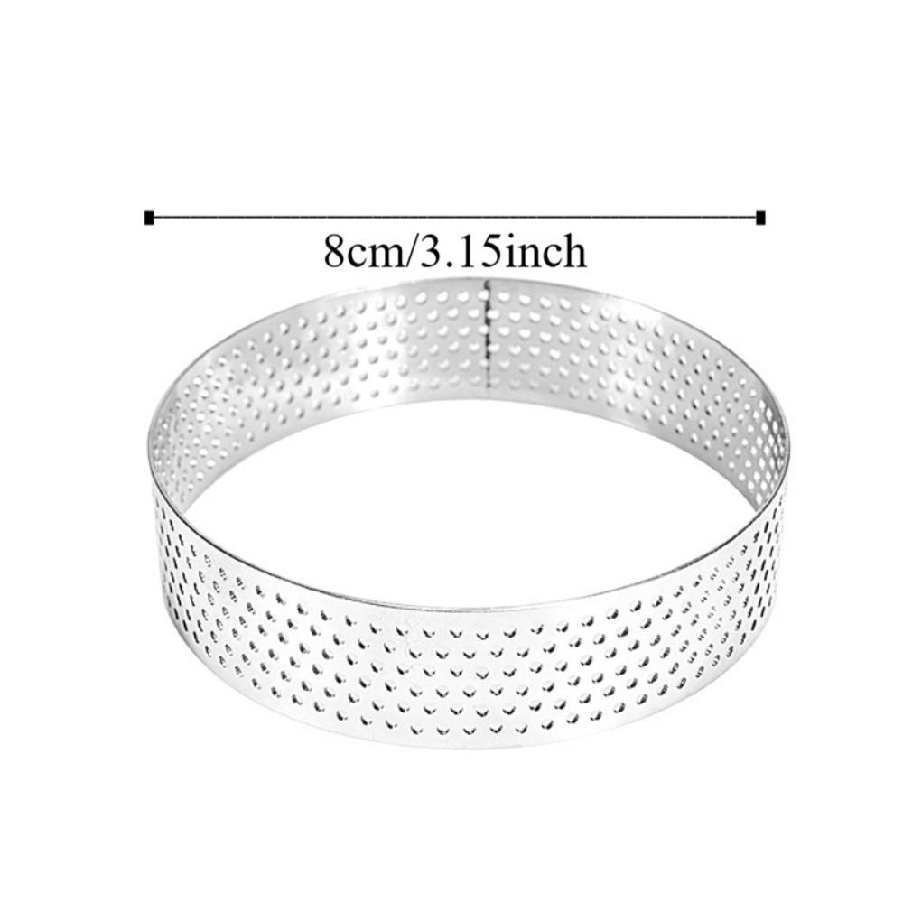12 Piece Stainless Steel Perforated Tart Ring 8 CM Pastry Mold Durable Mousse Cake Ring  Bakery