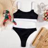 2021 New European & American Ribbed Solid Color Women's Bikini Swimwear B169