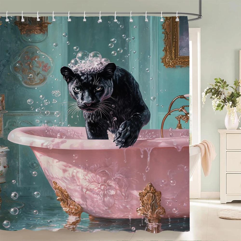 Stil Nordic Flori Frunze Animale Perdea de Duș Pisică și Câine Imprimată Perdea de Baie pentru Baie Decor Acasă Perdea cu Cârlige