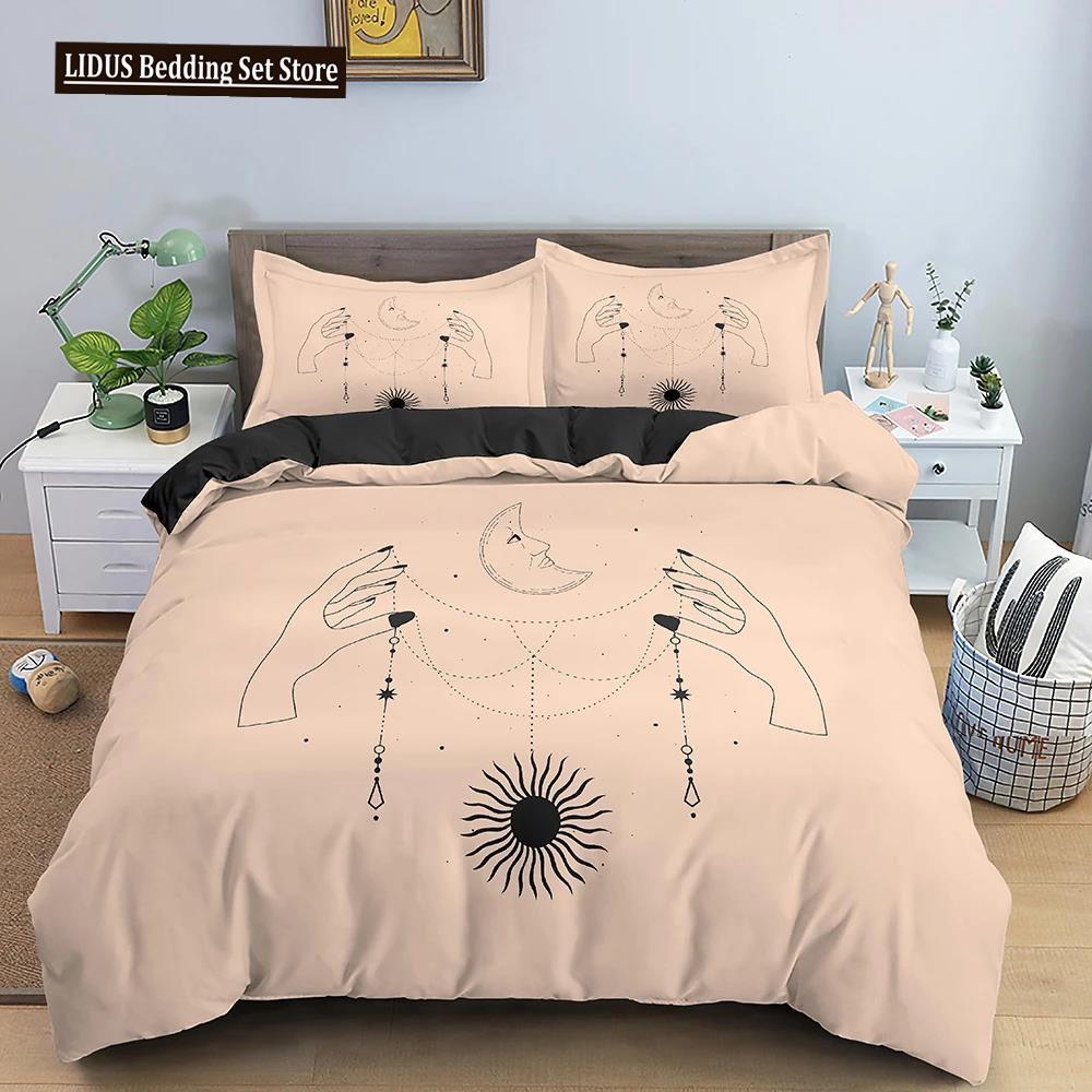Sun And Moon Duvet Cover Set Exotic Mandala Divination Theme Queen King Size Quilt Cover 2/3Pcs Soft Polyester Comforter Cover