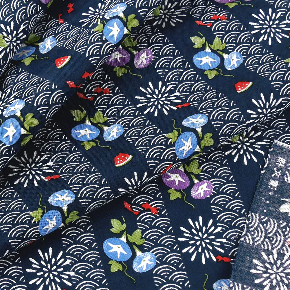 Hamamonyo Tenugui (Japanese hand towel) - Summer Seigaiha (wave pattern)