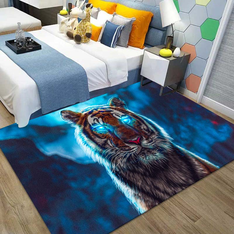 Tiger Print Rug Wild Animal Fur Pattern for Living Room Home Decor Area Rug Skin Fur Luxury Soft Carpet Perfectly In Bedroom