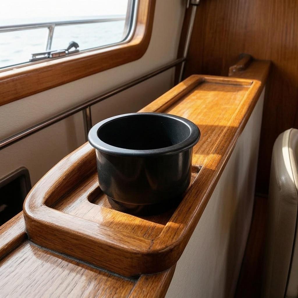 Flush-Mount Recessed Cup Holder Easy To Install Embedded Plastic