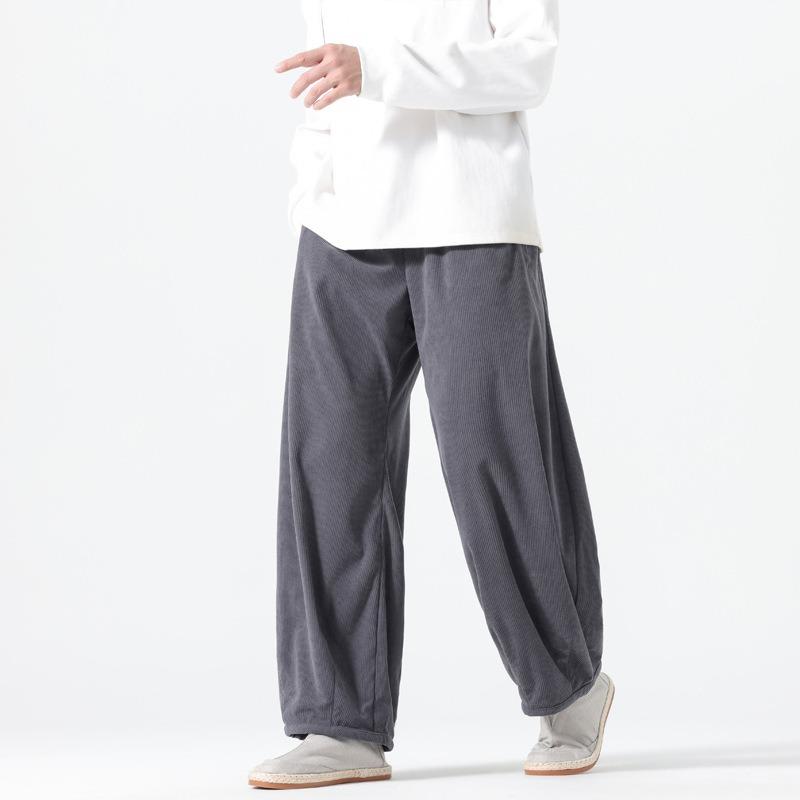 

Autumn and Winter New Chinese Style Harem Scimitar Trousers for Men Retro Trendy Corduroy Casual Large Size Banana Pants 5XL сірий колір