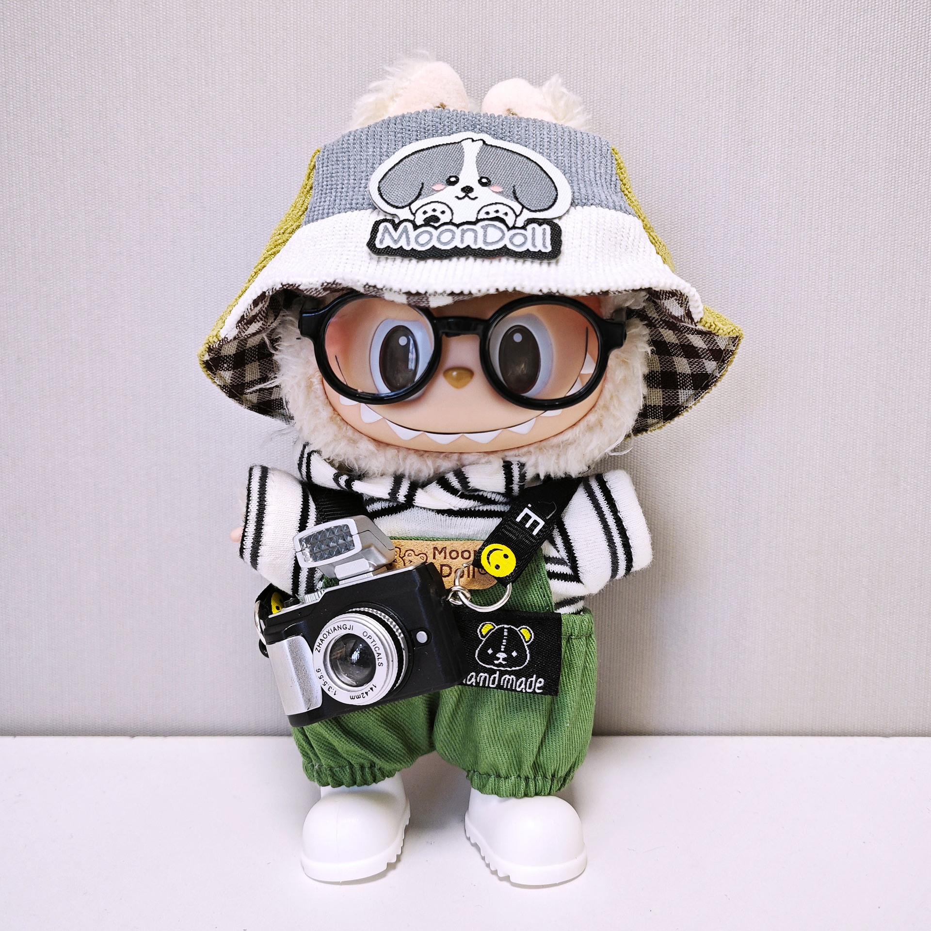 

Labubu Doll Clothes Cute Puppy Hat Overalls Suit Fashion Doll Clothes labubu doll clothes