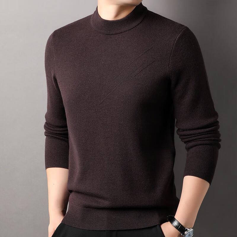 Hengyuanxiang Men's 100% Pure Wool Mock Neck Sweater
