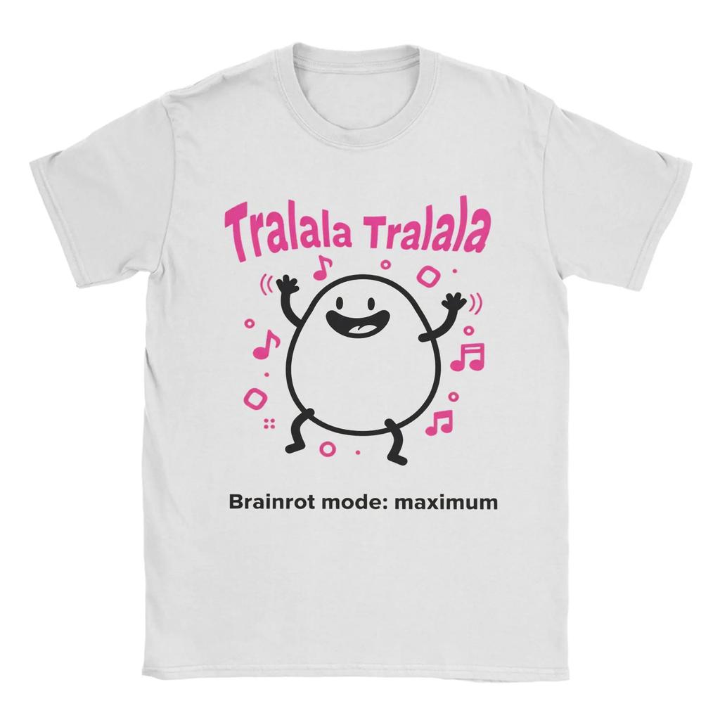 Tralalala Tralala Brainrot Mode Maximum T Shirt Beach Hipster TShirts Men Cotton Breathable Oversized Clothes Short Sleeve