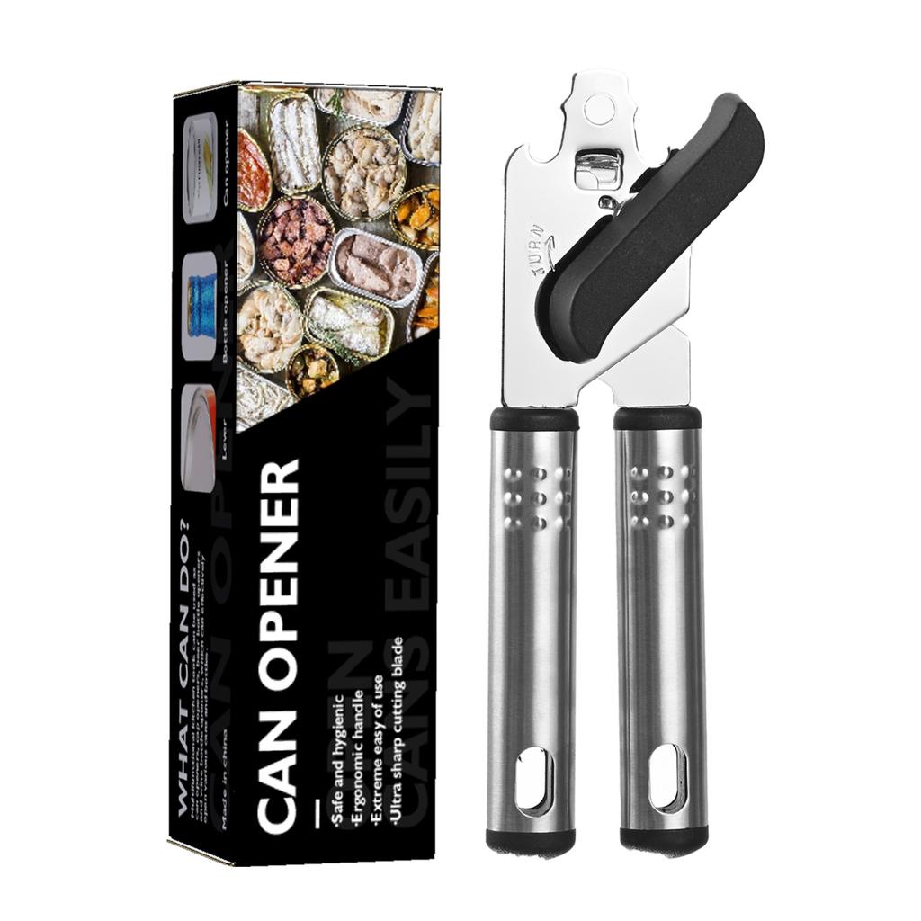 Stainless Steel Can Opener with Anti-slip Handle, Multi-functional Can Knife for Household Use