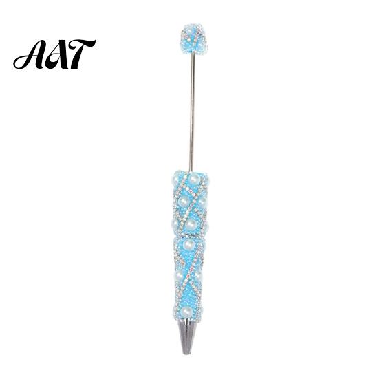 Handgemachter Schmuck Geschenkideen DIY Stift zum Bestücken mit Perlen, Glitzernde Strasssteine und Kunstperlen Perlen-Kreativgeschenke für Schwestern Schwarzer Kugelschreiber Büro