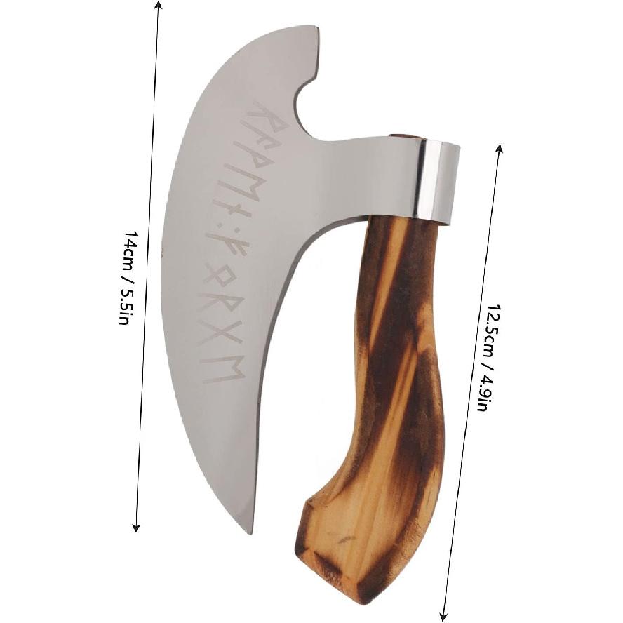 Diydeg Pizza Cutter Axe, Multi Purpose Stainless Steel Handmade Pizza Cutter with Anti Slip Pine Handle, Medieval Pizza Cutter Kitchen Tools for