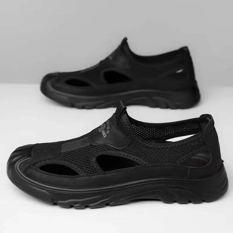 

Босоножки Baotou мужские 2025 лето новые сетчатые повседневные пляжные туфли с полым дышащим мягким дном туфли с отверстиями мужские 39