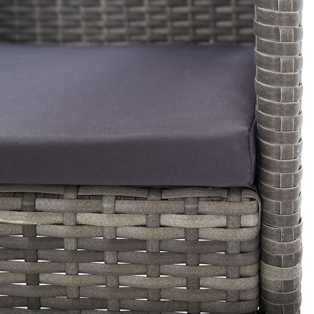 Garden Chairs with Cushions in Dark Grey 2 pcs. Grey Poly Rattan