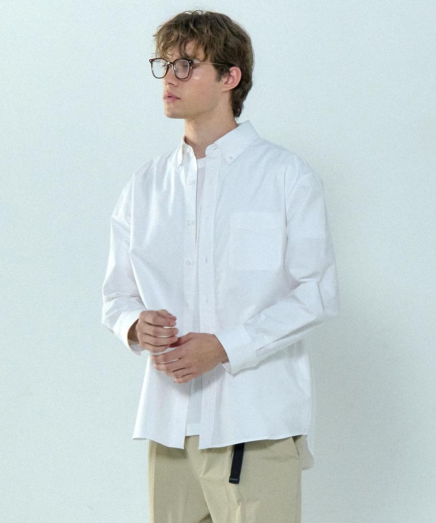 BASIC HOUSE Oxford Semi-Overfit Long Sleeve Shirt White Lzws0103