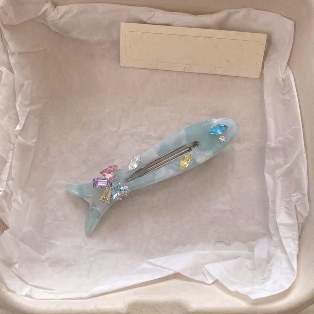 Crystal Colorful Hairpin Acrylic Small Barrette Bangs Clip Fish-shaped Hair Clip Girls
