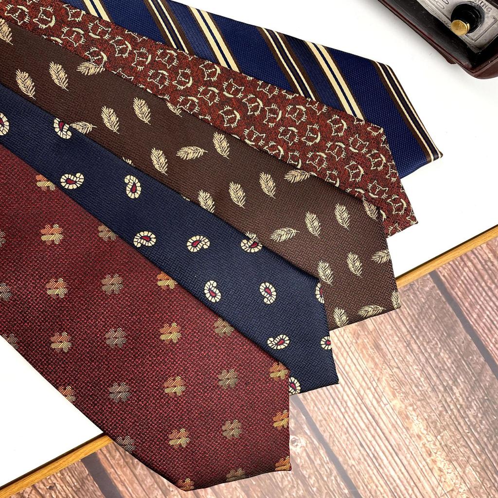 Men'S Retro Tie Dark Red Pattern British 8Cm High-End Formal Dress Casual, Professional Business Striped Wedding Tide