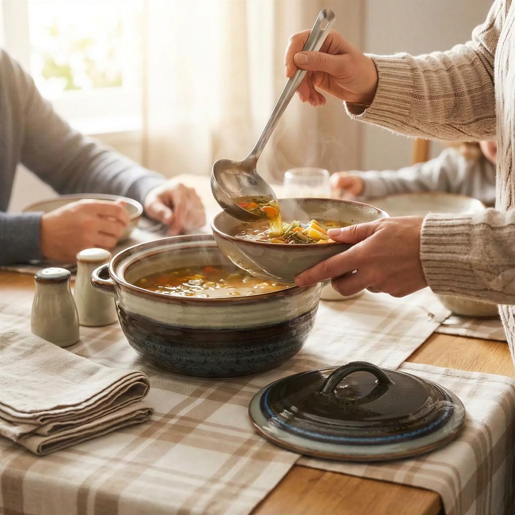 2L POT, HEAT-RESISTANT DISH WITH LID, BREAD 23 Cm, CERAMIC VASE