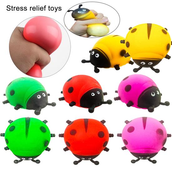 2Pcs Stress Reliever Toy Leisure Decorative TPR Ladybug Vent Flour Ball Depression Toy Birthday Gifts
