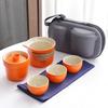 Ceramic Kuaike Cup One Pot Three Cups Portable Bag Outdoor Camping Portable Car Travel Tea Set Small Set Gifts