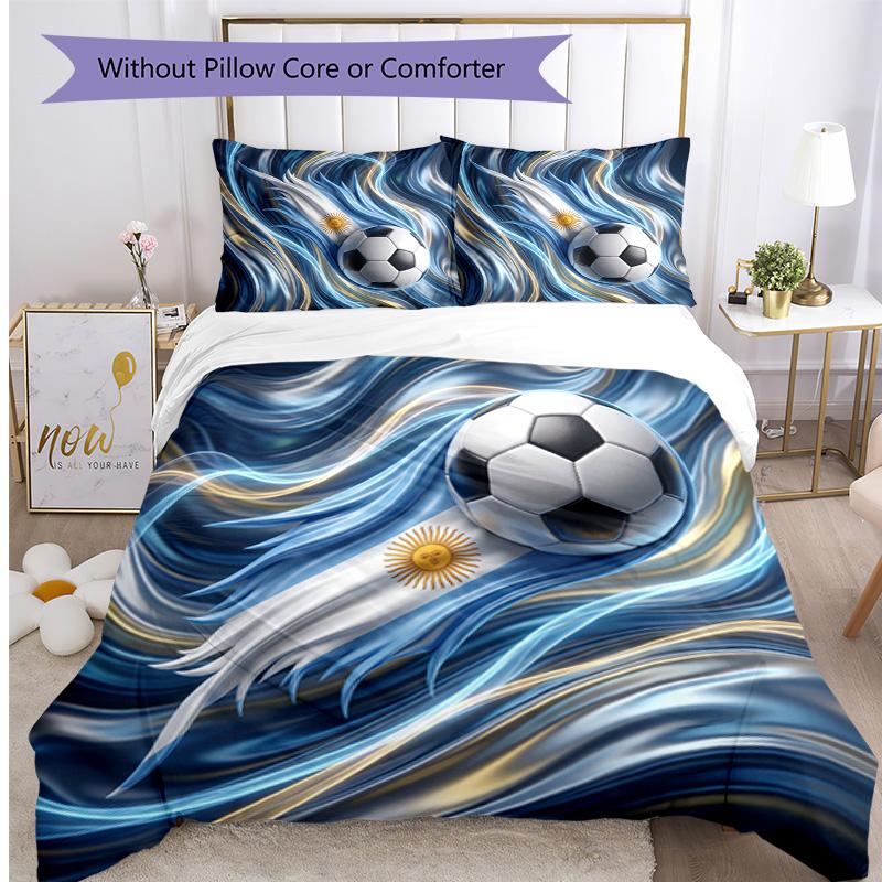 Set Biancheria da Letto Stampata Calcio Argentina 3 Pezzi Copriletto Traspirante Accogliente come Regalo per Inaugurazione Casa o Festa