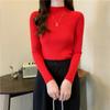 Fashion Solid Half High Neck Knitted Sweater Women Slim Fit Casual Elegant Pullover Sweaters Autumn and Winter Long Sleeve Knitwear Sweater Tops 24841