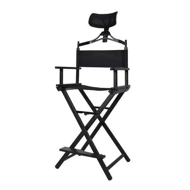 Foldable Aluminum Makeup Chair with Pillow, High Back, Outdoor Portable Hairdressing Chair