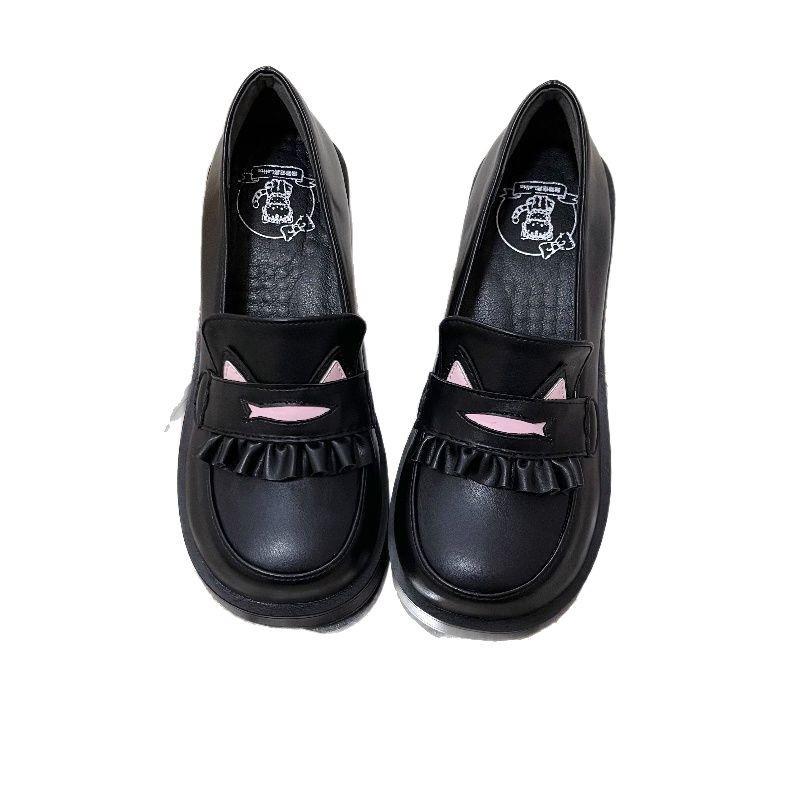 Sweet Puff Academy Style New Height Increasing Round Head JK Uniform Shoes Super Soft Comfortable Student Shoes Lolita