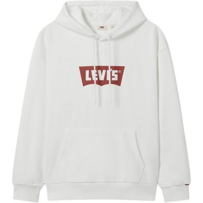 Levis Loose Fit Batwing Logo Bedruckter Langarm-Hoodie Herren Hoodies Weiß 0018O-0000