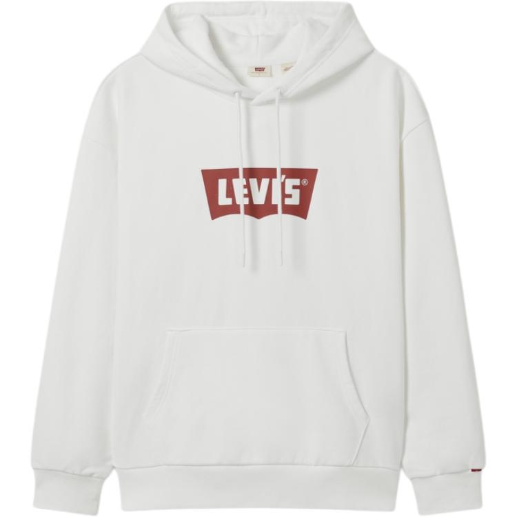 Levis Loose Fit Batwing Logo Printed Long Sleeve Hoodie Men hoodies White 0018O-0000