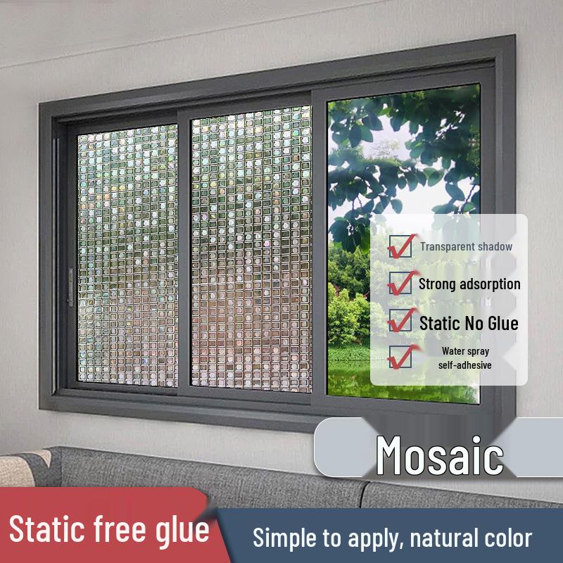 Matowa Folia Statyczna na Okno - Prywatność i Ochrona przed Podglądaniem, Bezklejowa Naklejka na Szkło do Salonu