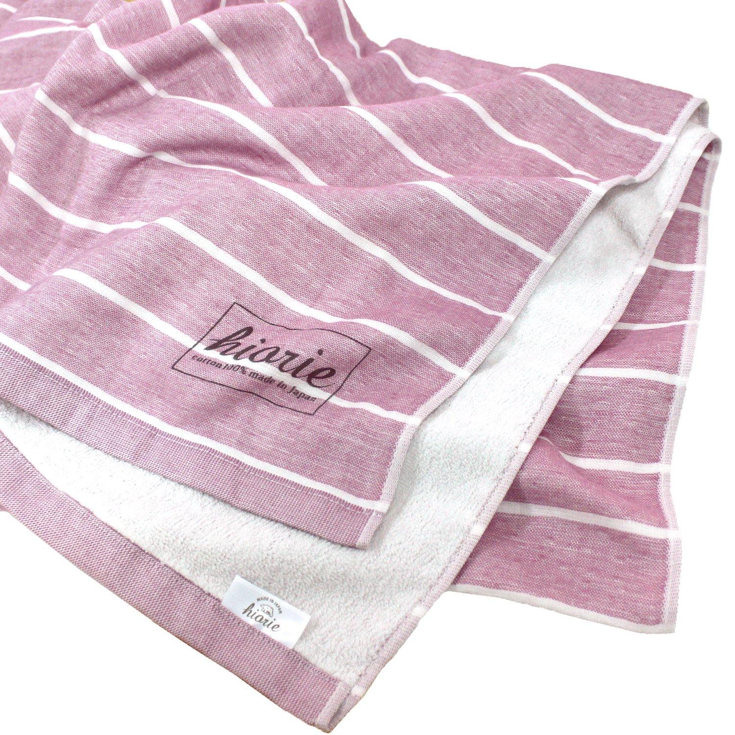 

hiorie Made in Japan Large Gauze Berry Pink Large Bath Senshu Towel (Hiorie) Towel, Border, 150cm, Border, Towel,