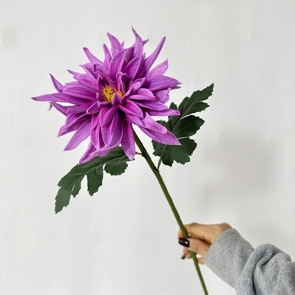 5Pcs/lot Artificial PU Dahlia Flowers Wedding Decoration Fake Flowers Arrangement Home Accessories Party Table Floral Dahlias
