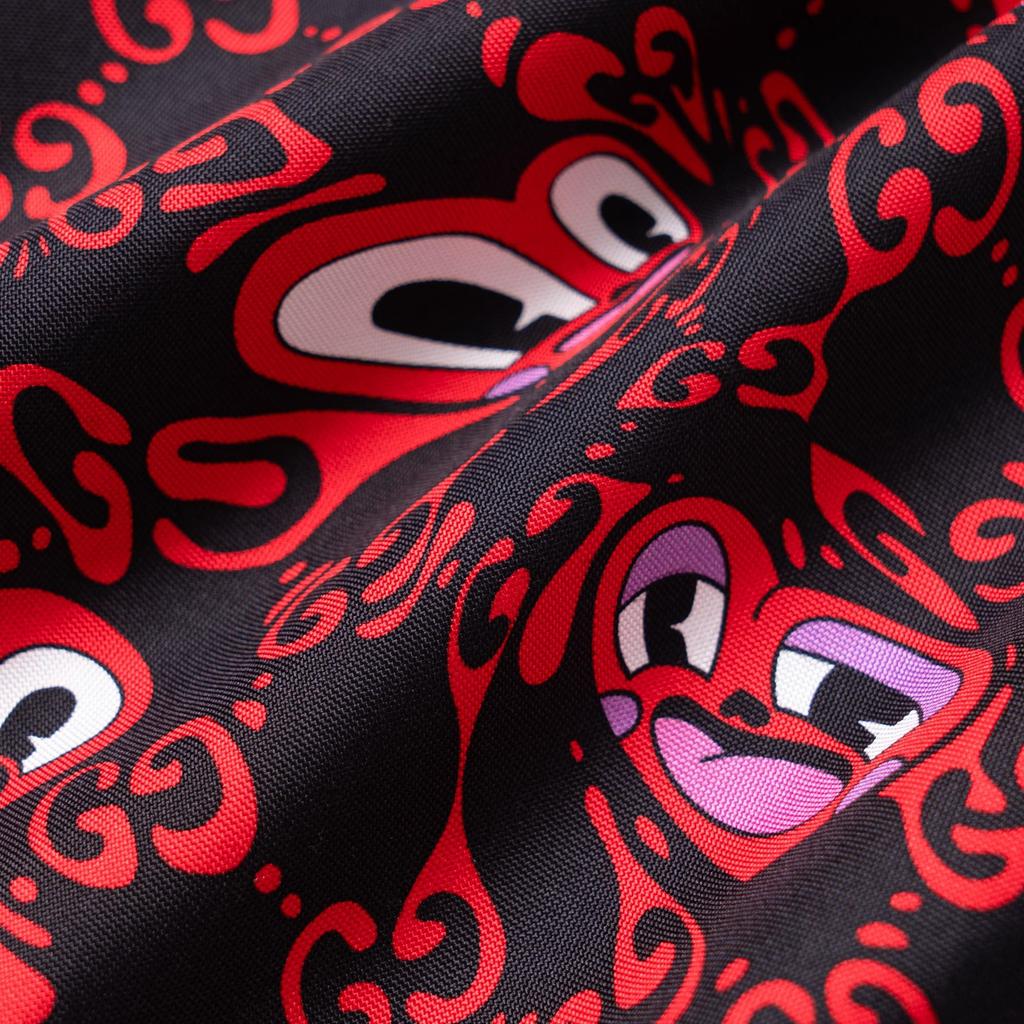 Gucci GG Hearts Silk Bowling Shirt 'Black Red' Men's 782500-ZAQEB-1072