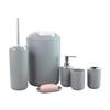 Modern Bathroom Necessities Set Of 6 Plastic Items with Covered Trash Can Toothbrush Stand Toilet Brush For Family Hotel