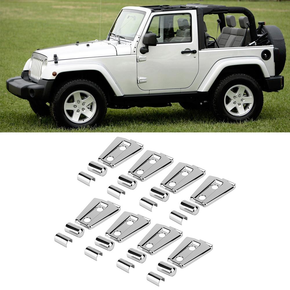 24PcsSet Door Hinge Cover Trim Silver Fit for Jeep Wrangler JK 20072017 (4 Doors)