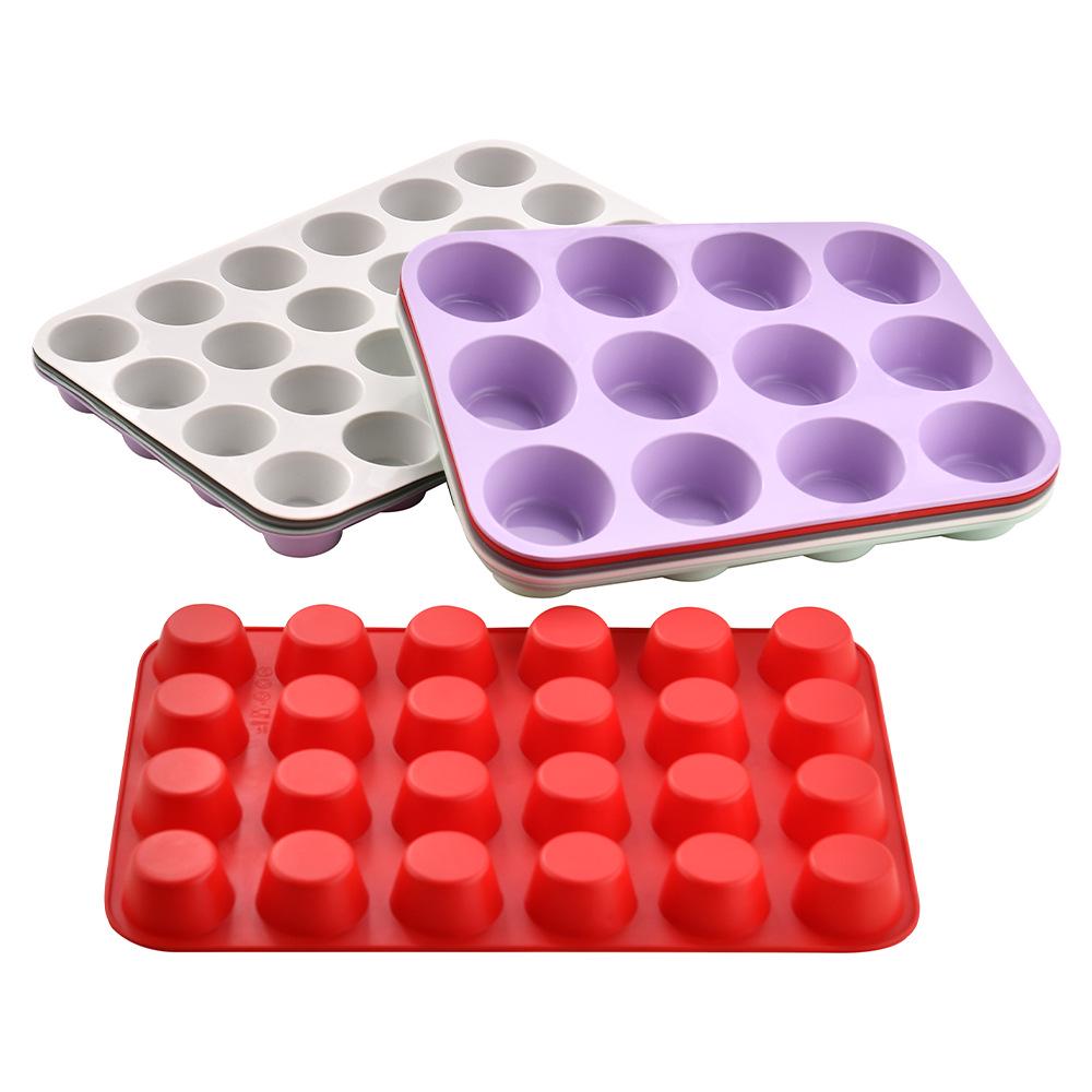 Stampo in Silicone per Muffin e Torte da 12/24 Tazze - Antiaderente, Resistente alle Alte Temperature, Strumento da Forno