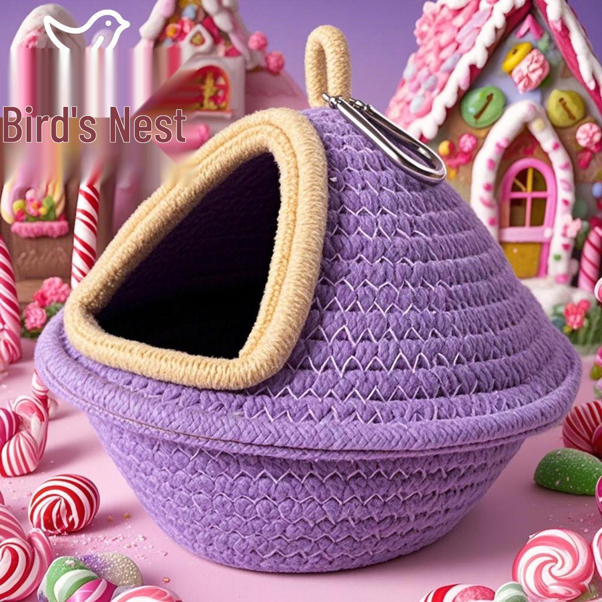 

Handmade Cotton Rope Parrot Sleeping Nest - Warm, Thickened Bird s Nest for All Seasons, Hanging Chicken Coop