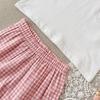 Infant White Heart T-shirt & Pink Plaid Shorts Set