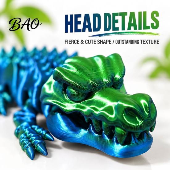 Creative Desktop Decoration 3D Printed Articulated Crocodile Toy, Flexible Reptile Figure, Animal Fidget Toy for Unique Gift Stress Relief,