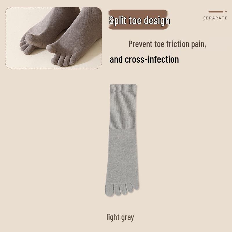 

Мужские хлопковые спортивные носки с пятью пальцами - Влагоотводящие, устойчивые к запаху и длиной до середины икры для осени и зимы. One Size