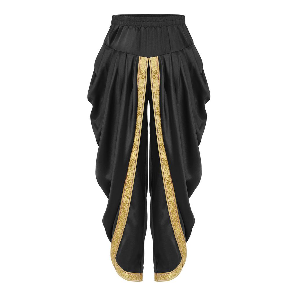 Kids Boys Halloween Dhoti Pants: Satin Indian Style Trousers with Elastic Waist, Draped Baggy Fit for Theme Party & Ball