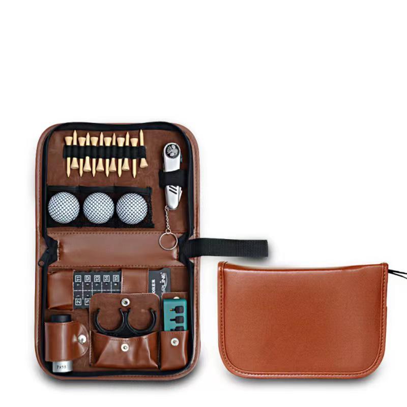 Leather Golf Tool Bag - Multi-functional, Large Capacity, Convenient Carry with Logo Print