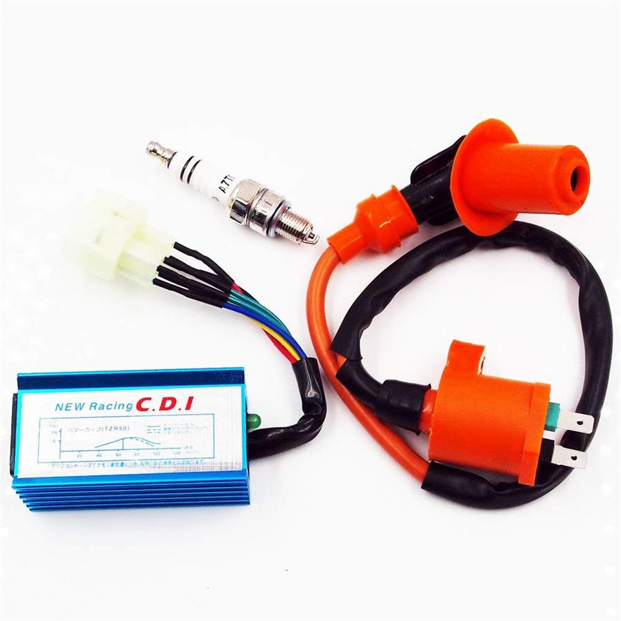 6 pins Performance Racing Ignition Coil+Spark Plug+AC CDI For GY6 50cc 125/150cc