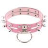 Double Line Rivet Spiked Choker, Cool Punk Hanging Ring Faux Leather Neckband