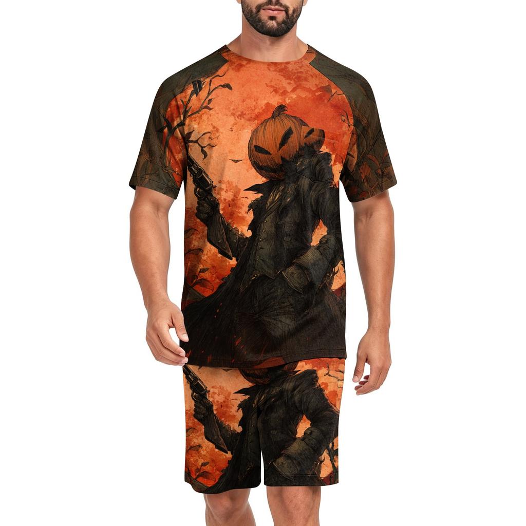 Men's Halloween Pajama Set with Fun Print, Relaxed Fit Sleepwear for Holiday
