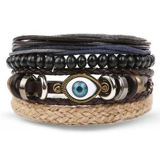 Schmetterling Stern Mond Anhänger Vintage Mehrschichtiges Lederarmband