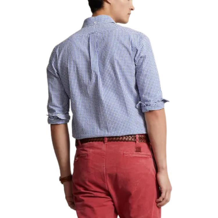 Polo Ralph Lauren SS23 Plaid Collar Single-Breasted Long Sleeve Shirt Men shirts Blue MNPOWOV16822875-400