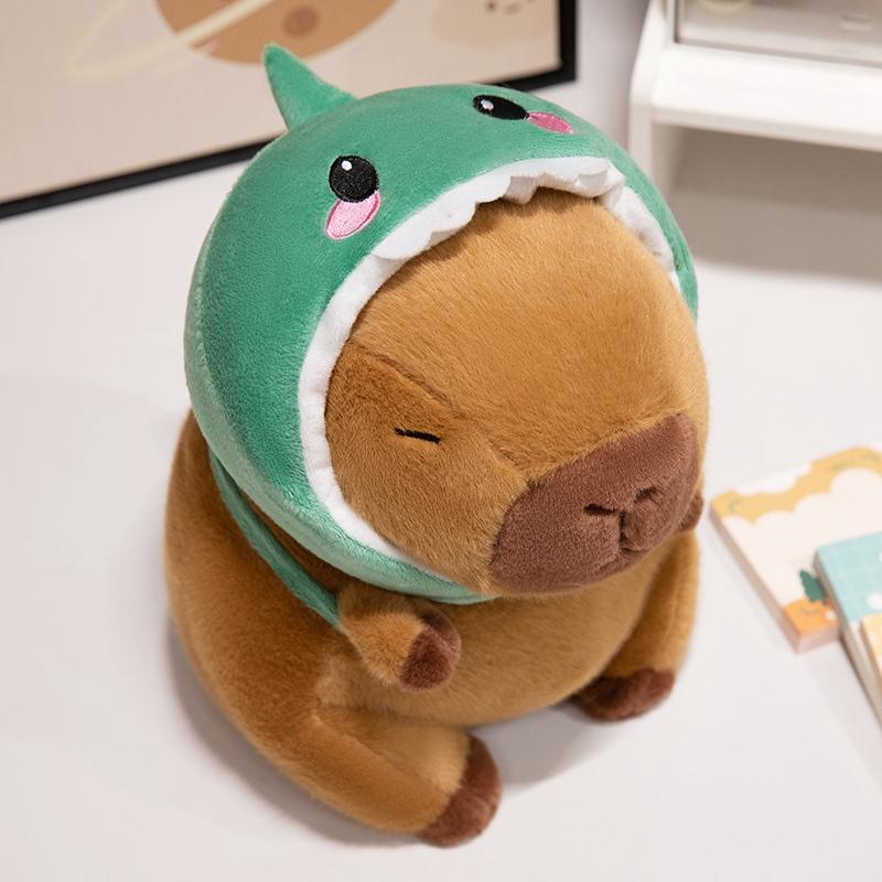 Shark Hat Capybara Plush Toy Simulation Animals Headband Doll Cute Doll Capibara Anime Fluffy Toy Soft Capybara Plush Doll