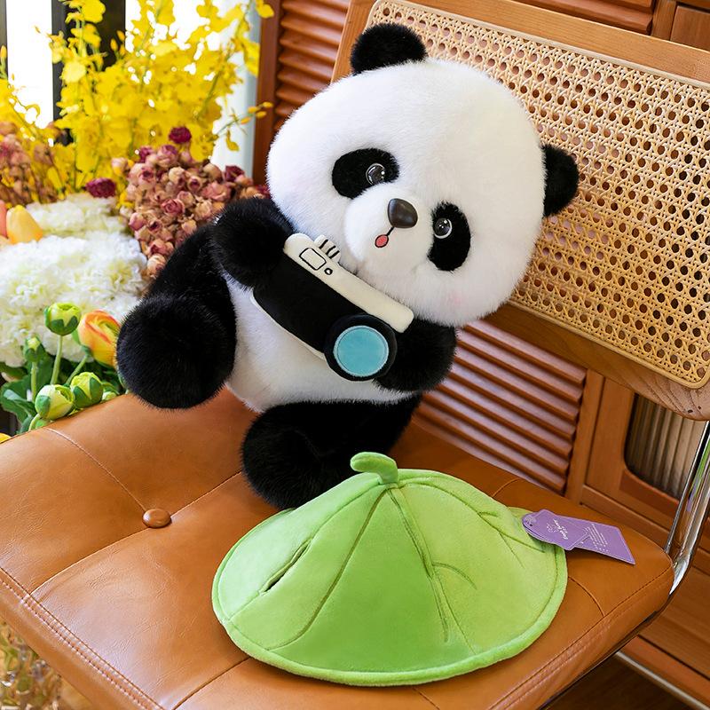 Neue Kamera Panda Puppe niedliches Nationales Schatz Tier Großer Panda Plüschpuppe Geburtstagsgeschenk Panda Haus Geschenk