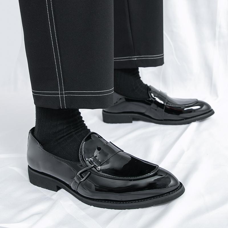Fashion Fashion New Men's Pointed Gold Patented Leather Shoes Designer Monk Strap Loafers Formal Wedding Prom Dress Homecoming Footwear